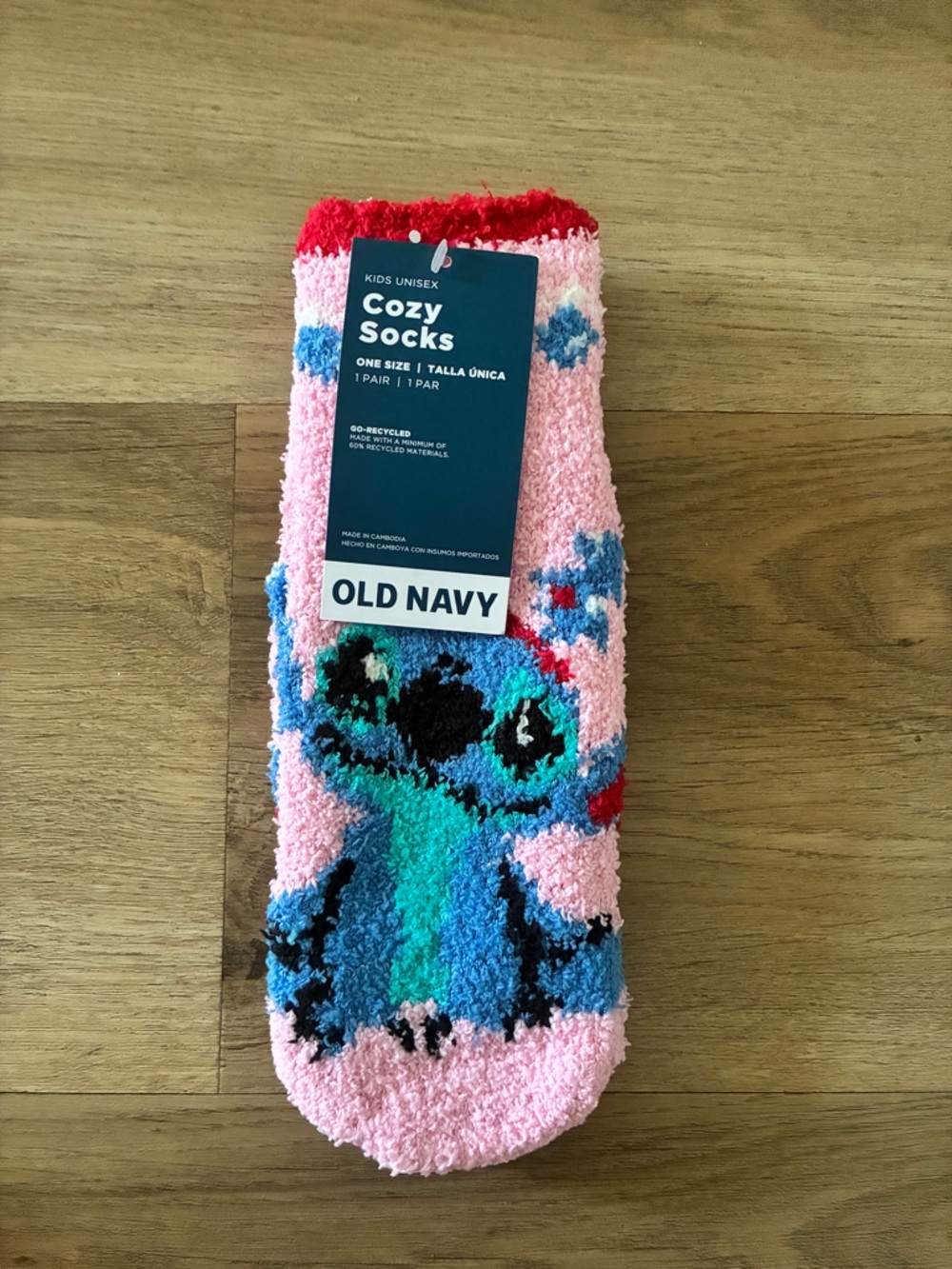 Old Navy/ Disney Kids Disney Stitch Fuzzy Slipper Socks Pink Non Slip NWT